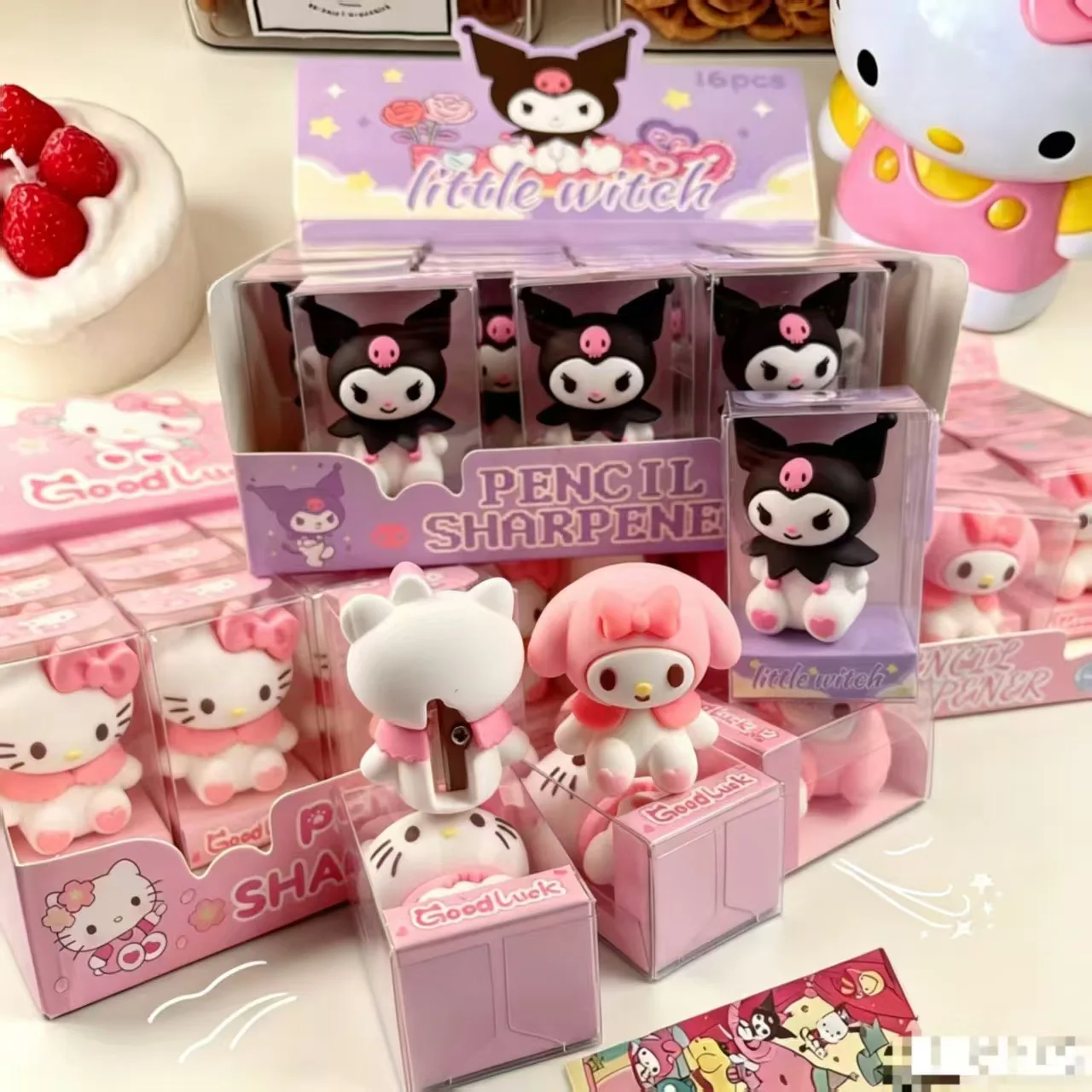Sanrio 2-in-1 Pencil Sharpener & Eraser Set (Kuromi / My Melody / Hello Kitty) — Cute Stationery for Students and Kids. - Image 2