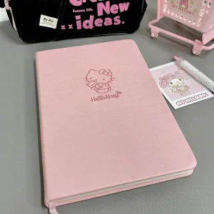 Sanrio Stationery Set 80 Pages Soft Leather Cover Cute Stationery School Supplies Planner Notebook