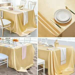 Satin Tablecloth Rectangle Wedding Party Table Cover Gold Champagne Solid Color Wedding Banquet Festival Party Dining Decor