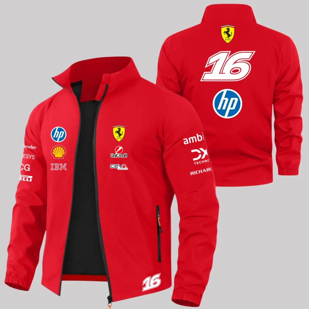 Scuderia Ferrari 2026 Charles Leclerc Hamilton Schumacher Jacket, Outdoor MOTO Windproof Jacket, Men's and Women's Fan Jackets - Image 2