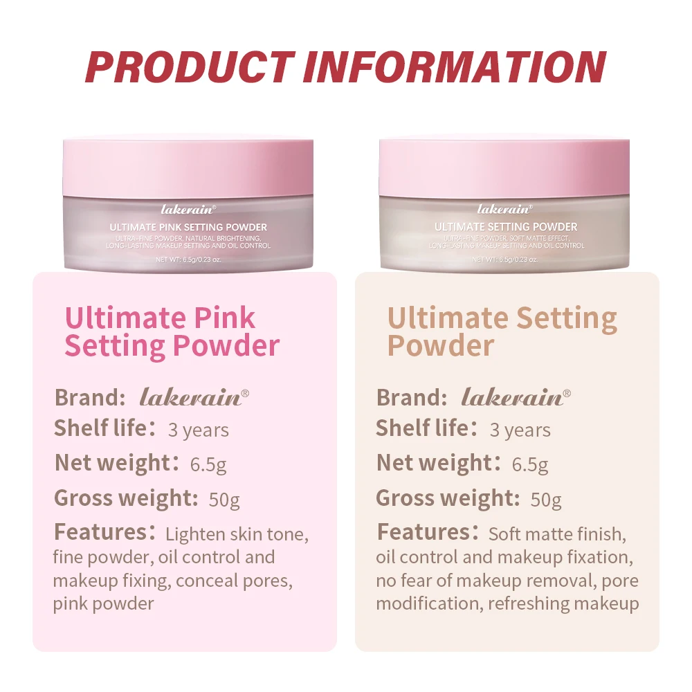 Setting Powder long-Lasting Matte Pink Finish Oil Control Makeup Fixation Removal Pore Modification Setting Cosmetics one size - Image 3