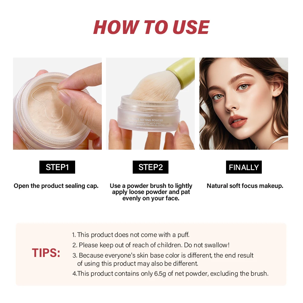 Setting Powder long-Lasting Matte Pink Finish Oil Control Makeup Fixation Removal Pore Modification Setting Cosmetics one size - Image 4