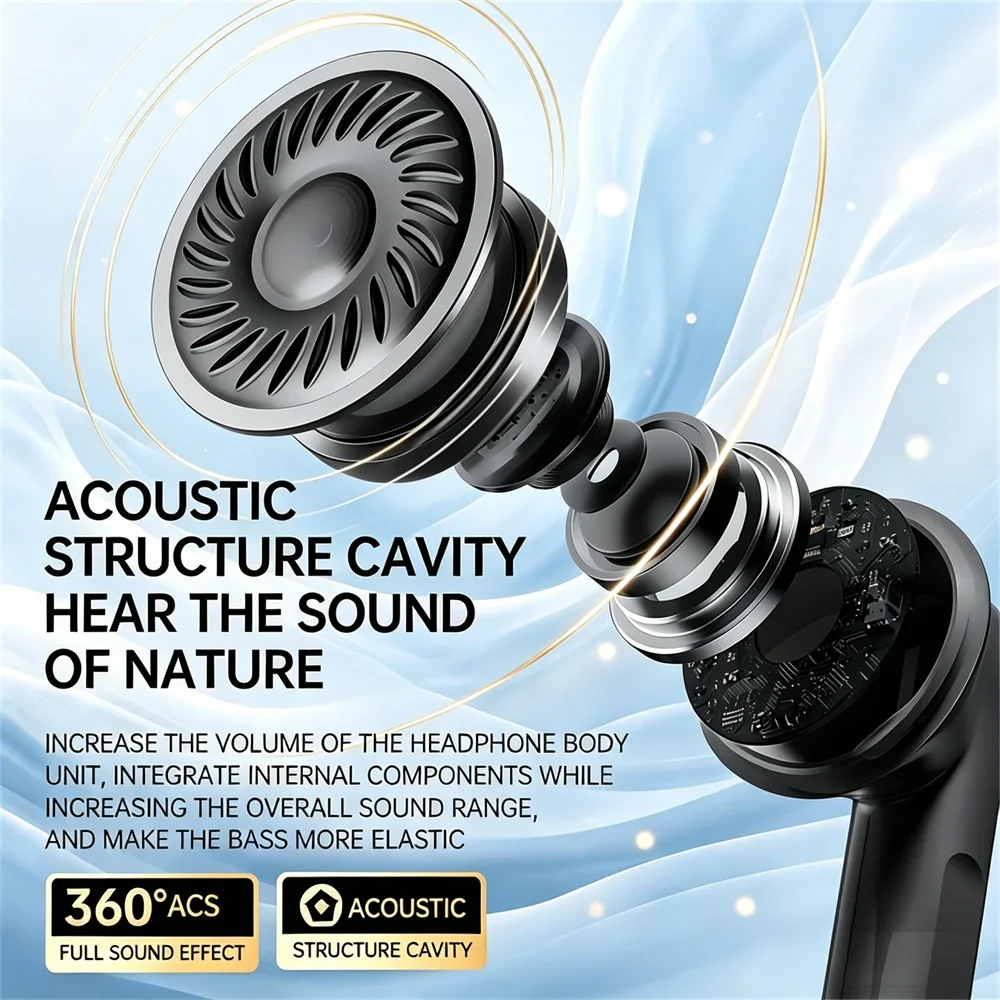 Simple True Wireless Semi-In-Ear Bluetooth Earphones Low-Delay HD Call HiFi Heavy Bass Creative Gifts With Mic Wireless Headsets - Image 2