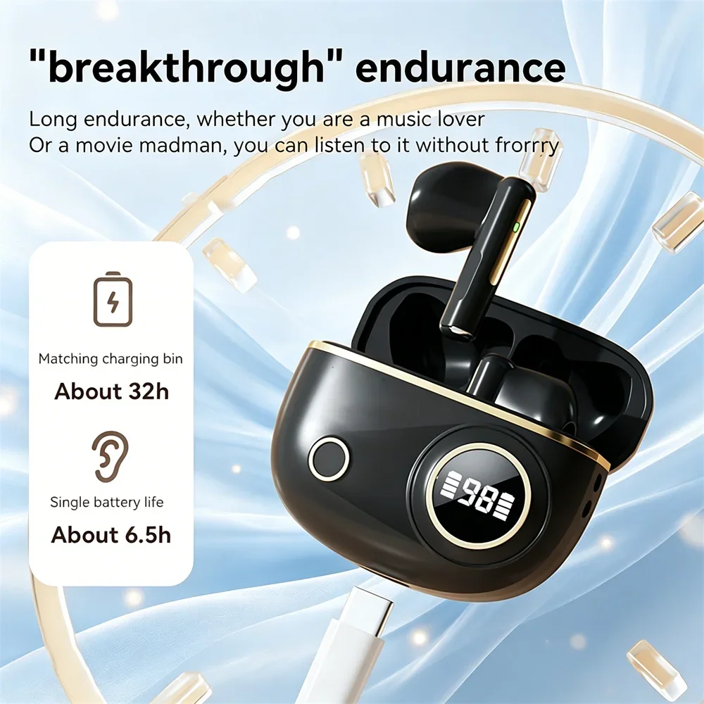 Simple True Wireless Semi-In-Ear Bluetooth Earphones Low-Delay HD Call HiFi Heavy Bass Creative Gifts With Mic Wireless Headsets - Image 3
