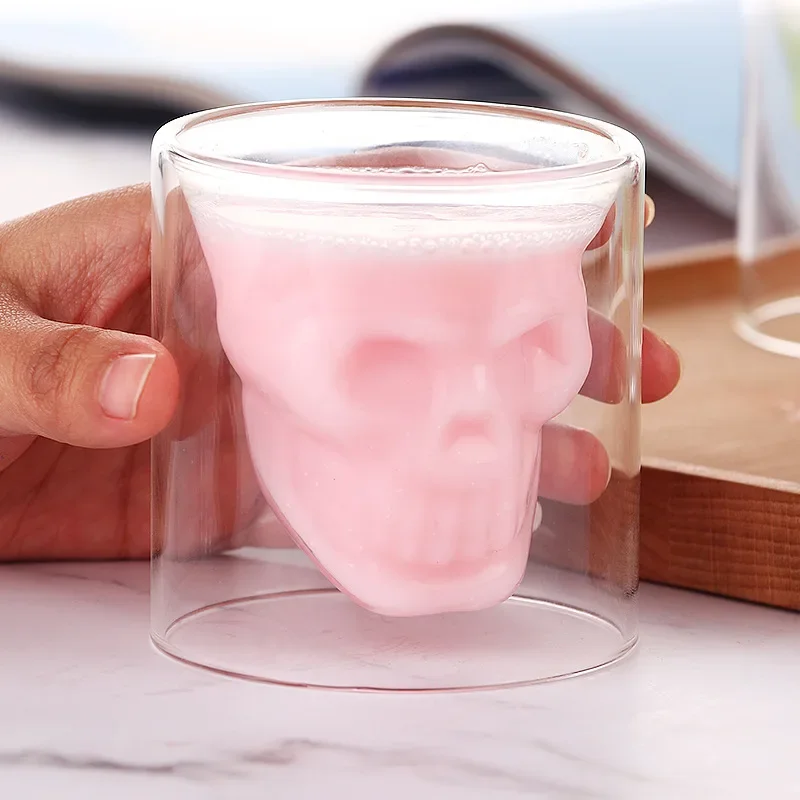 Skull Creative Glass Bar Clear Insulated Glass Skull Whiskey Liquor Beer Glass Shaped Glass - Image 4