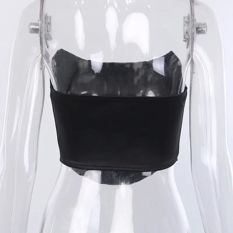 Sleeveless Off Shoulder Velvet Fashion Sexy Corset Crop Tops Vest Female Underwear Backless Bustier Top Solid - Image 6