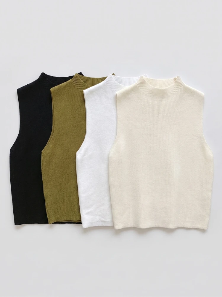 Sleeveless Pullovers Knitted Women Tank Top 2026 Summer Crop Tops Slim Sweater Spring Autumn Solid Versatile Vest - Image 2
