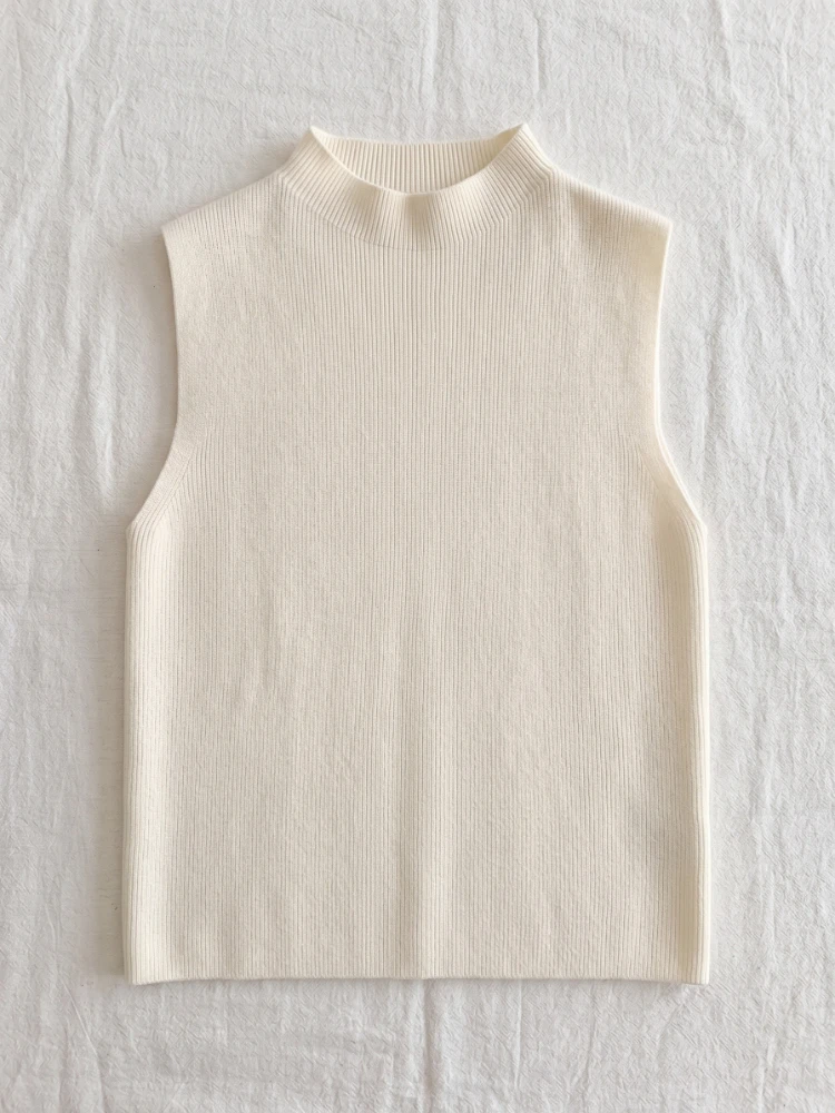 Sleeveless Pullovers Knitted Women Tank Top 2026 Summer Crop Tops Slim Sweater Spring Autumn Solid Versatile Vest - Image 3