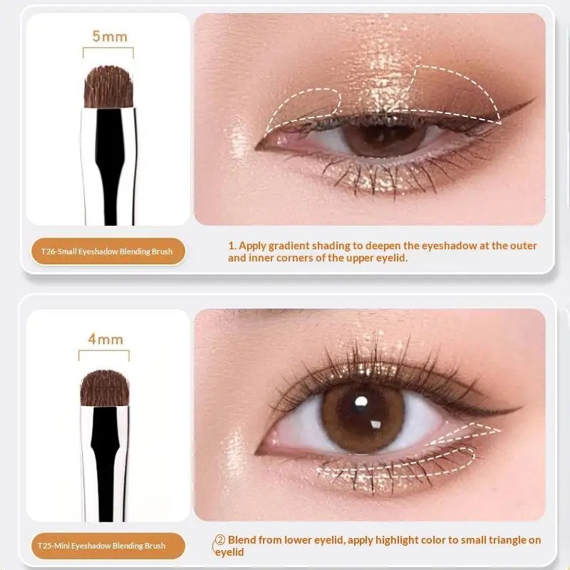 Small Angle Precise Detail Eyeshadow Brush Soft Horse Hair Eyelid Highlighter Lying Silkworm Makeup Brushes Eyes Make Up Tools - Image 4