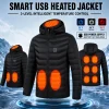 Smart Heated Jacket, Men's and Women's Winter Warm Jacket, USB Electric Heated Jacket with 9 Carbon Fiber Heating Pads