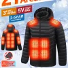 Smart Heating Jacket, 21/9/2 Heating Zones,4-Switches,3 temperature options, for Winter Indoor and outdoor activities