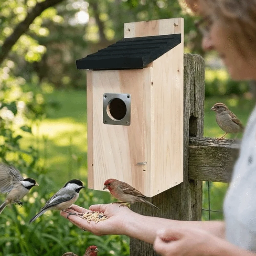 Smooth Finish Weatherproof Wooden Bird House Weather-Resistant Thickened Nesting Box Incubation Box Hanging Bird Shelter Outside - Image 2