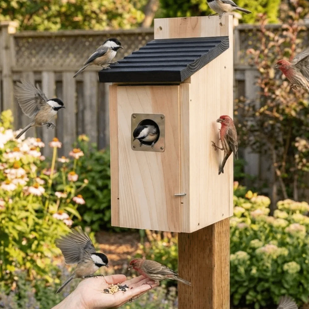 Smooth Finish Weatherproof Wooden Bird House Weather-Resistant Thickened Nesting Box Incubation Box Hanging Bird Shelter Outside