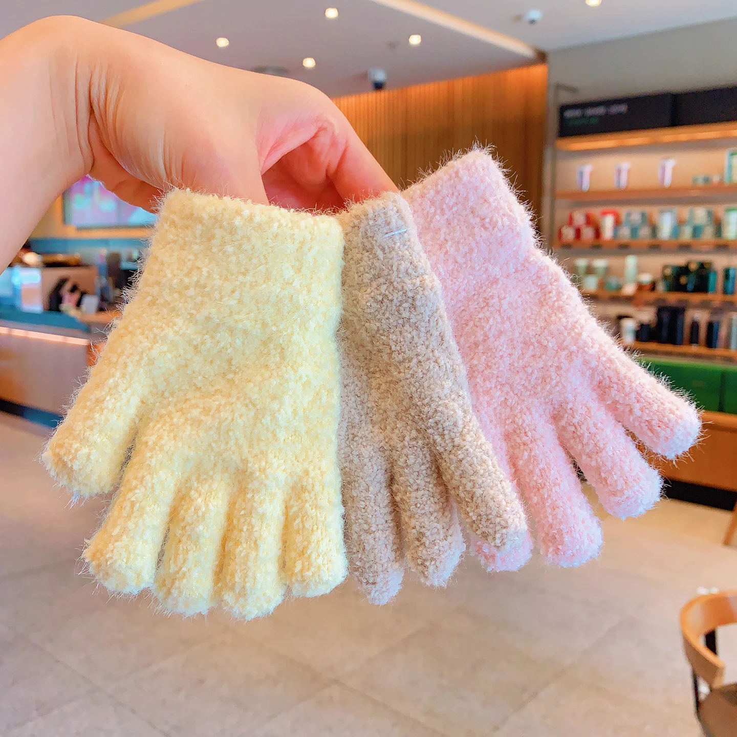 Soft Fuzzy Knit Stretchy Cuff Full Finger Gloves For Girls Boys Kids Toddler Full Finger Plush Candy Colo Warm Glove Winter 2026 - Image 2
