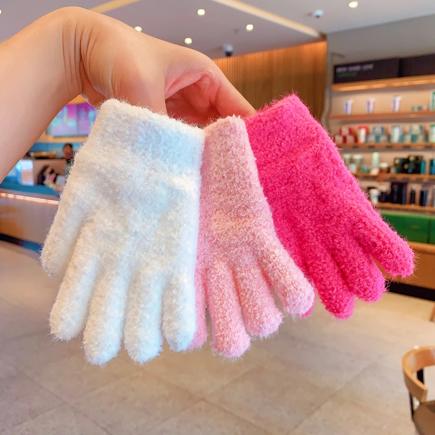 Soft Fuzzy Knit Stretchy Cuff Full Finger Gloves For Girls Boys Kids Toddler Full Finger Plush Candy Colo Warm Glove Winter 2026 - Image 3