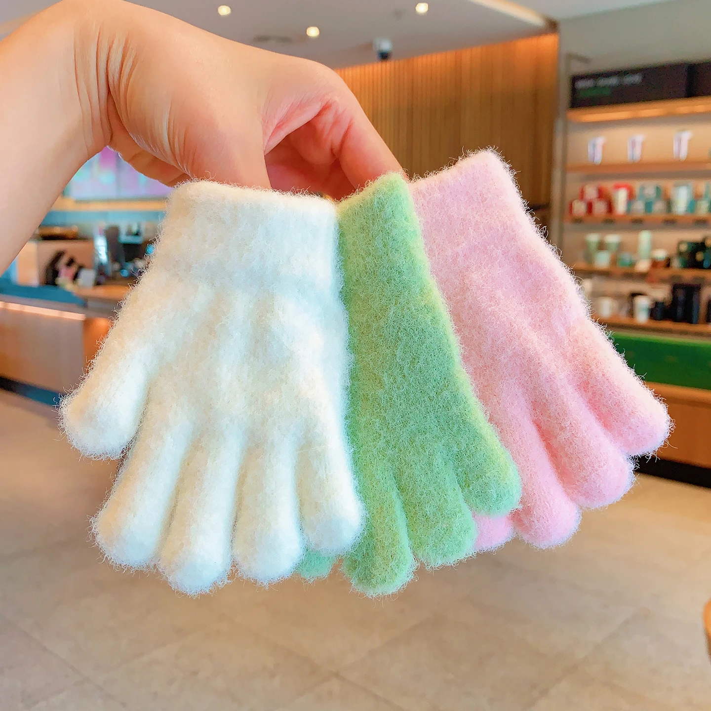 Soft Fuzzy Knit Stretchy Cuff Full Finger Gloves For Girls Boys Kids Toddler Full Finger Plush Candy Colo Warm Glove Winter 2026 - Image 6