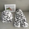 Soft and fluffy plush spotted fishermen's hat and scarf set - sweet and trendy style, suitable for skiing and outdoor activities