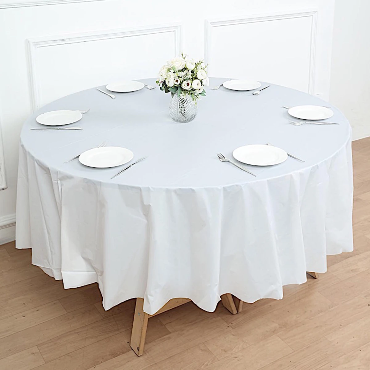 Solid Color Round Plastic Tablecloths Happy Birthday Decoration For Home Wedding Party Hotel No Stitching Fabric Table Cloth - Image 2