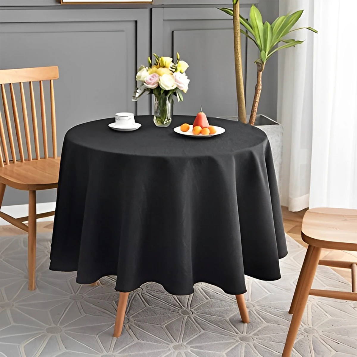 Solid Color Round Plastic Tablecloths Happy Birthday Decoration For Home Wedding Party Hotel No Stitching Fabric Table Cloth - Image 6