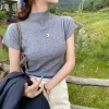 Solid Slim Fit Pullovers Women Summer Sexy Turtleneck Sleeveless T-Shirts Tops Causal Tees Shirts Female Streetwear Basics Tees