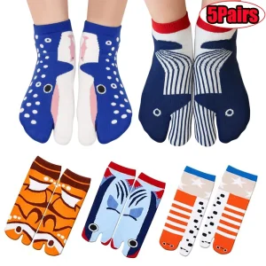 Split Toe Tabi Socks Women Funny Cartoon Mid-Tube Abstract Ugly Garden Eel Aquarium Socks Breathable Trendy Novelty Couple Socks