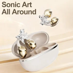 Sports Bluetooth Headphones For TWS Wireless Ear-clip Earbuds Intelligent Noise Cancellation Butterfly Diamond Buckle Decor Q1H0
