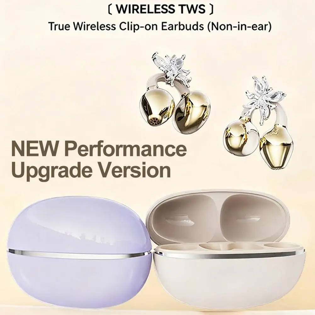 Sports Bluetooth Headphones For TWS Wireless Ear-clip Earbuds Intelligent Noise Cancellation Butterfly Diamond Buckle Decor Q1H0 - Image 6