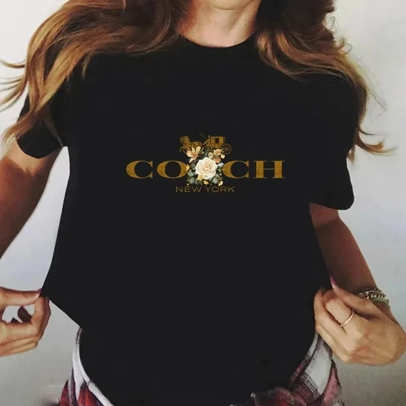 Spring/Summer 2026 Women's T-shirt Luxury Printed O-neck Top Pattern Short Sleeve Hip Hop T-shirt Women's Summer Alphabet - Image 2