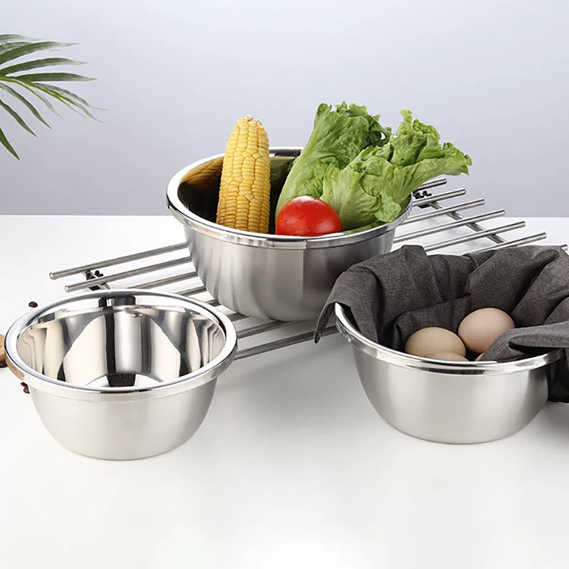 Stainless Steel Bowl DIY Cake Bread Salad Mixer Dinner Round Soup Rice Bowl Plate Kitchen Cooking Tools - Image 5