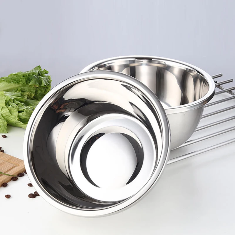 Stainless Steel Bowl DIY Cake Bread Salad Mixer Dinner Round Soup Rice Bowl Plate Kitchen Cooking Tools - Image 3