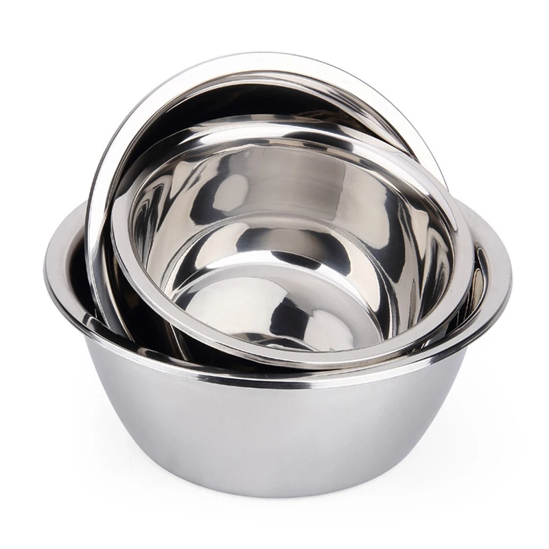 Stainless Steel Bowl DIY Cake Bread Salad Mixer Dinner Round Soup Rice Bowl Plate Kitchen Cooking Tools - Image 6