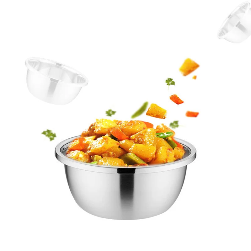 Stainless Steel Bowl DIY Cake Bread Salad Mixer Dinner Round Soup Rice Bowl Plate Kitchen Cooking Tools - Image 4