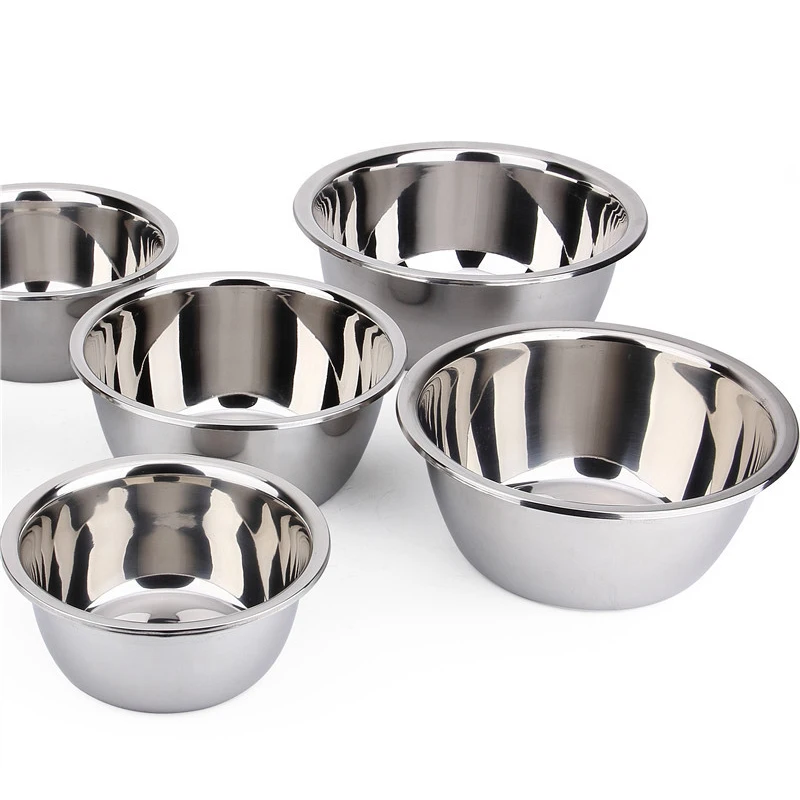 Stainless Steel Bowl DIY Cake Bread Salad Mixer Dinner Round Soup Rice Bowl Plate Kitchen Cooking Tools