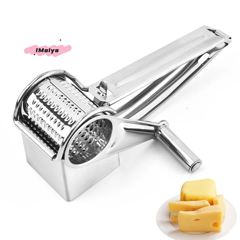 Stainless Steel Handheld Rotary Cheese Grater with Handle Vegetable Shredder Kitchen Craft Cheese Hand Grater for Easy Cooking - Image 4