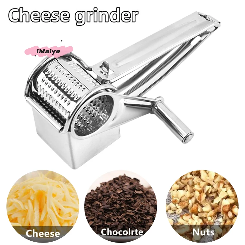 Stainless Steel Handheld Rotary Cheese Grater with Handle Vegetable Shredder Kitchen Craft Cheese Hand Grater for Easy Cooking - Image 3