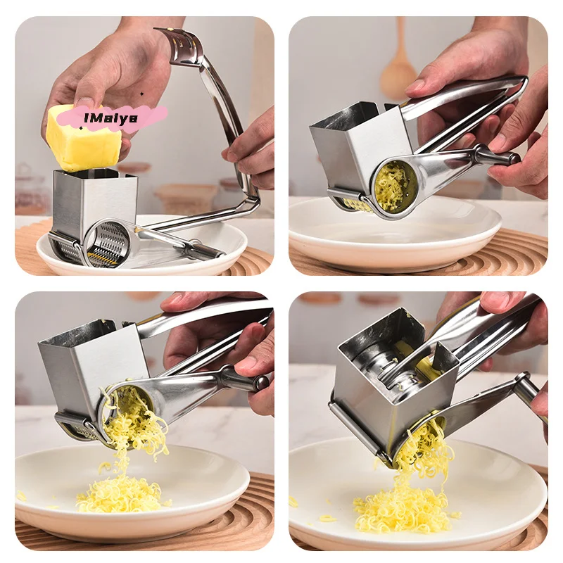 Stainless Steel Handheld Rotary Cheese Grater with Handle Vegetable Shredder Kitchen Craft Cheese Hand Grater for Easy Cooking - Image 5