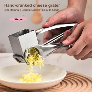 Stainless Steel Handheld Rotary Cheese Grater with Handle Vegetable Shredder Kitchen Craft Cheese Hand Grater for Easy Cooking