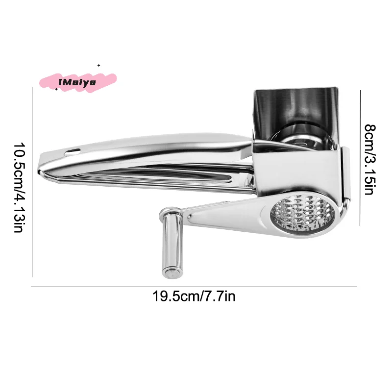 Stainless Steel Handheld Rotary Cheese Grater with Handle Vegetable Shredder Kitchen Craft Cheese Hand Grater for Easy Cooking - Image 6