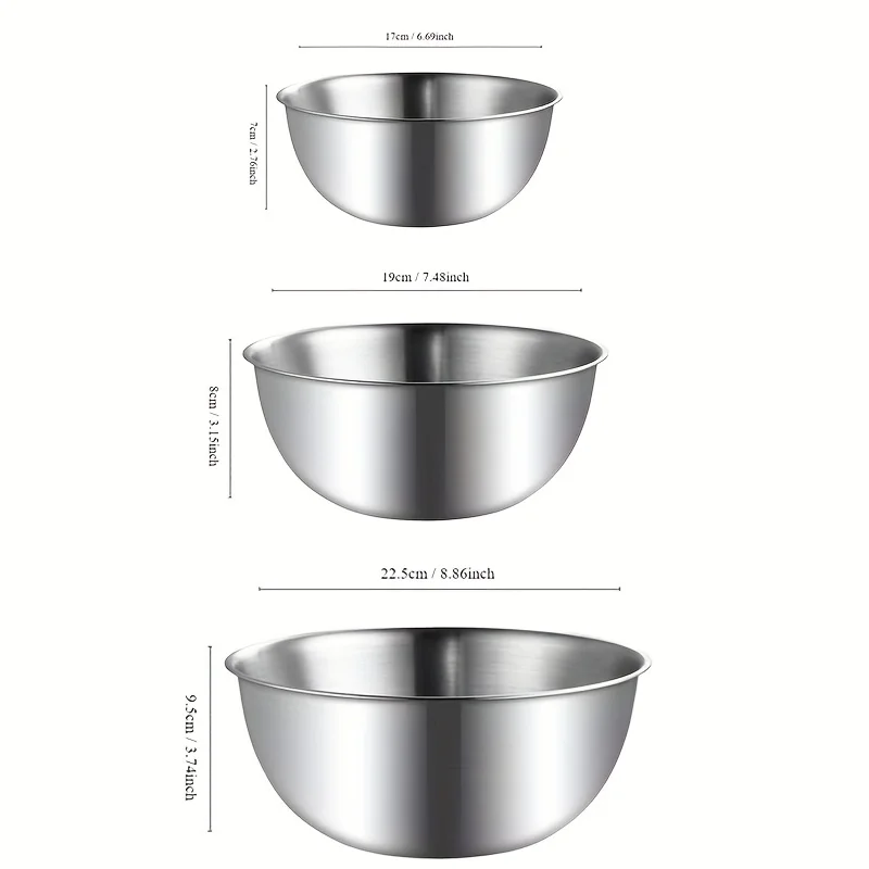 Stainless Steel Mixing Bowls with Measurements, Suitable for Home Use, for Mixing and Kneading, Salads, and Baking Salad Bowl - Image 5