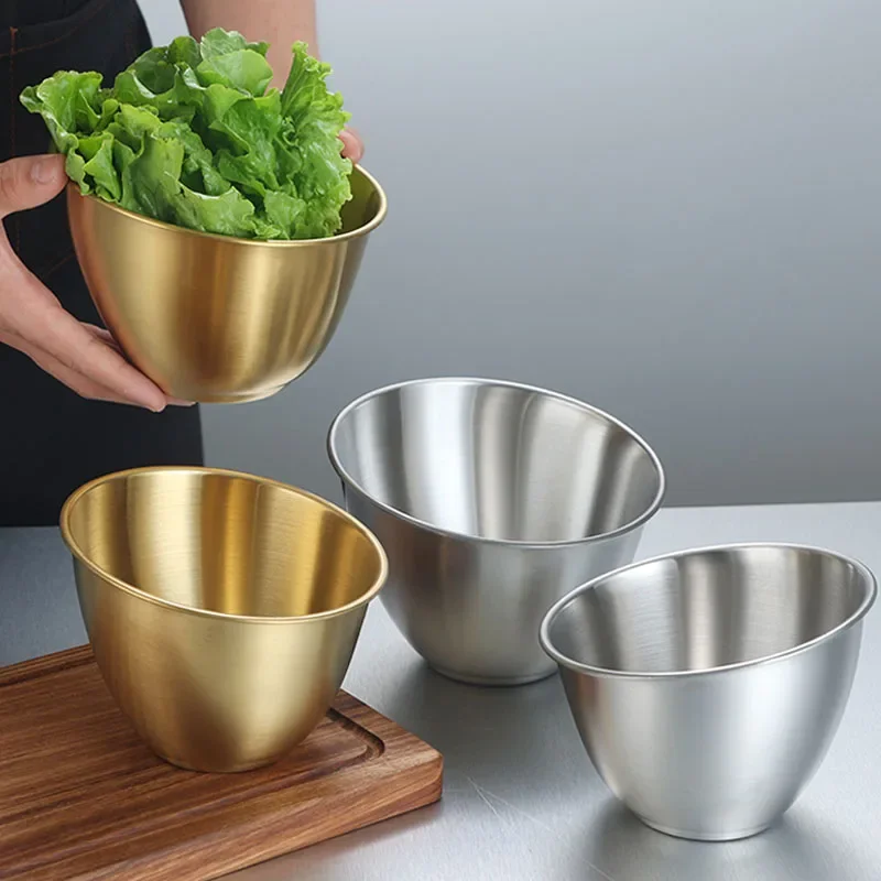 Stainless Steel Multifunctional Vegetable Bucket Barbecue Vegetable Bowl Hot PotRestaurant Slant Mouth Multi-purpose Mixing Bowl - Image 2