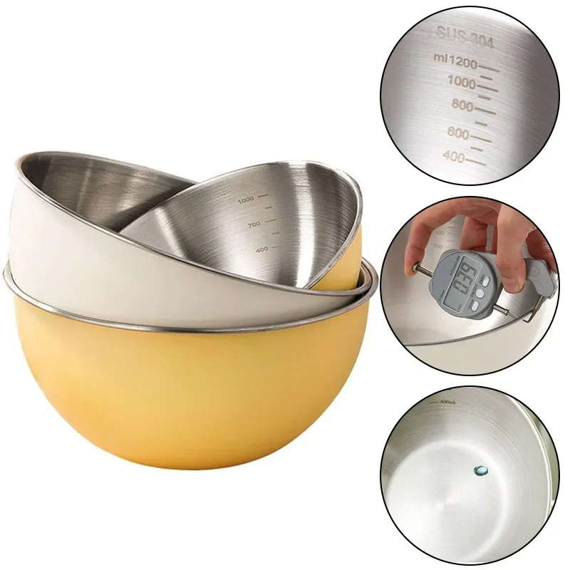 Stainless Steel Salad Basin Mixing Bowl Household and Scale Cooking Kitchen Knead Dough Cooking Baking Cream Style Tableware - Image 4