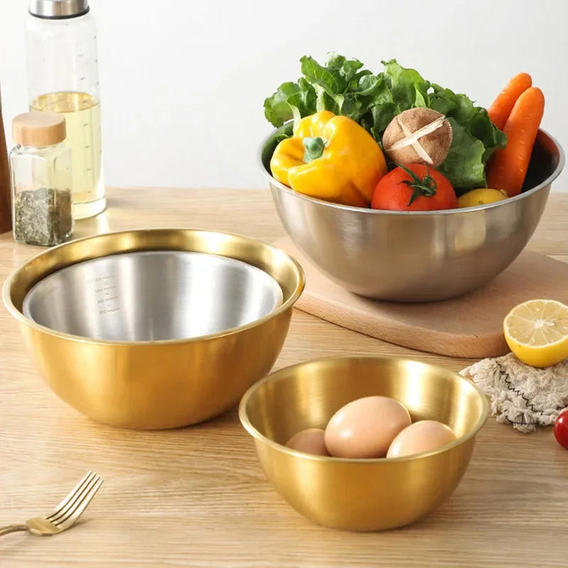Stainless Steel Salad Basin Mixing Bowl Household and Scale Cooking Kitchen Knead Dough Cooking Baking Cream Style Tableware - Image 5