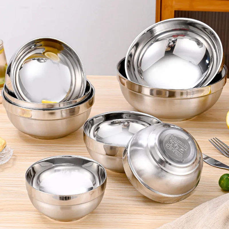 Stainless Steel round Bowl Stackable Drop Resistant Salad Soup NoodleFaced Rice Bowl for Children And Adults Insulated - Image 2