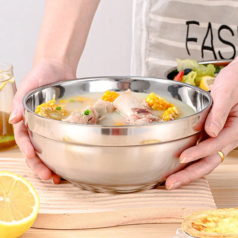 Stainless Steel round Bowl Stackable Drop Resistant Salad Soup NoodleFaced Rice Bowl for Children And Adults Insulated - Image 5