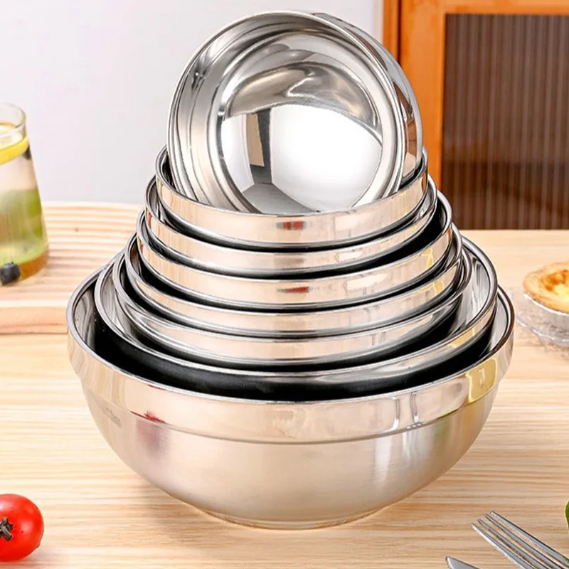 Stainless Steel round Bowl Stackable Drop Resistant Salad Soup NoodleFaced Rice Bowl for Children And Adults Insulated - Image 3