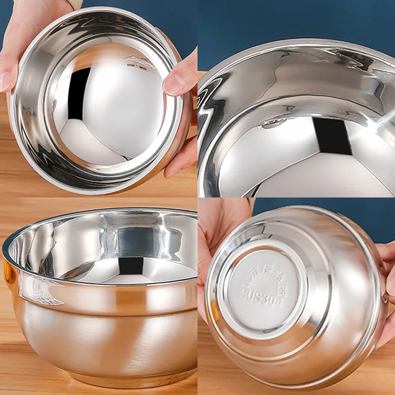 Stainless Steel round Bowl Stackable Drop Resistant Salad Soup NoodleFaced Rice Bowl for Children And Adults Insulated - Image 6