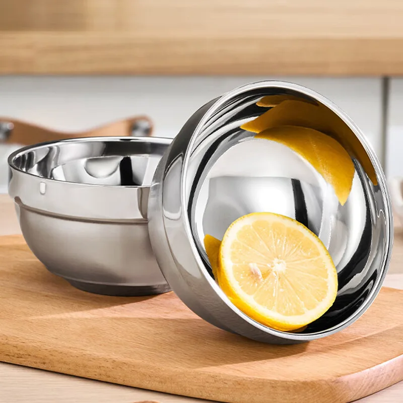Stainless Steel round Bowl Stackable Drop Resistant Salad Soup NoodleFaced Rice Bowl for Children And Adults Insulated - Image 4