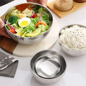 Stainless Steel round Bowl Stackable Drop Resistant Salad Soup NoodleFaced Rice Bowl for Children And Adults Insulated