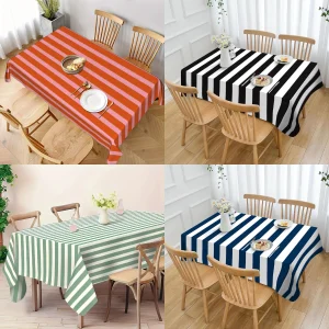 Striped Tablecloth Orange & Pink Green Black Blue Stripes Durable Rectangular Table Cover Kitchen Dining Table Cloth Home Decor