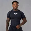 Summer new Men's Tight T-shirt Jogger YA Sports Fitness Ice sensation Tight-fitting Running Training Speed Dry Short sleeves